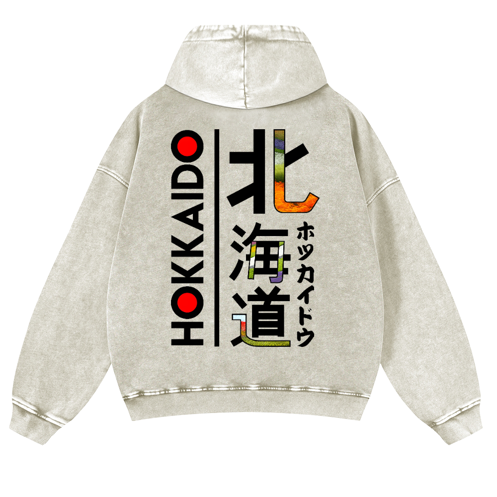 Hokkaido Vintage Washed Cotton Back Art Hoodie