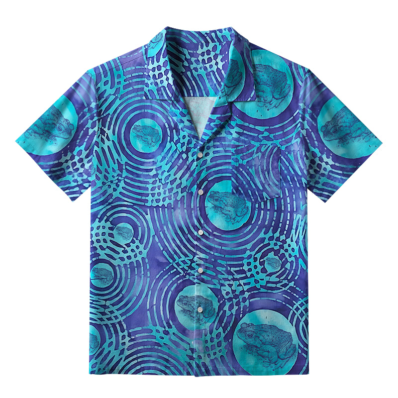 Frog In Water Ripples Aloha Hawaiian Shirt
