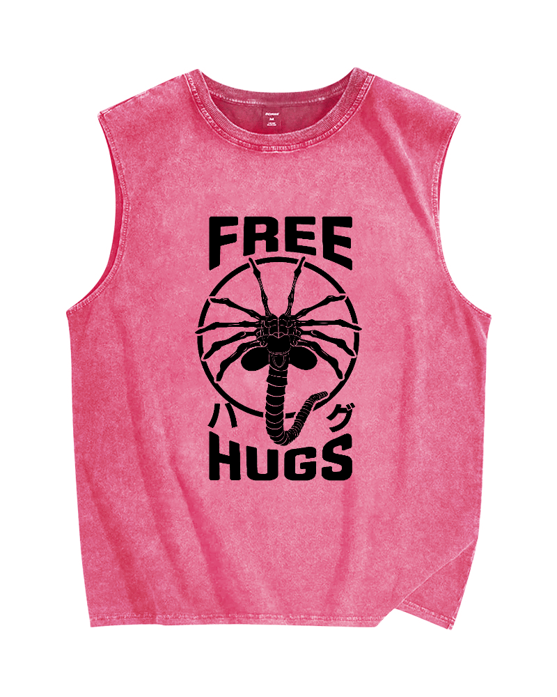 Free Hugs Vintage Distressed Washed Tank Top