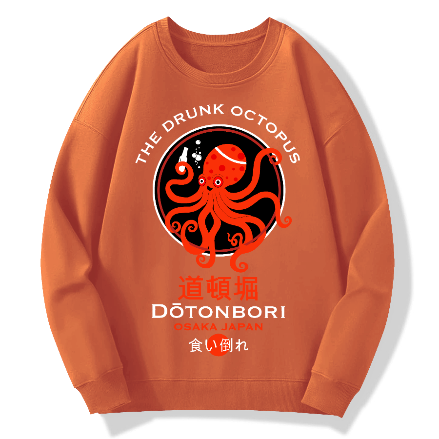 Japan Osaka Dotonbori Drunk Octpus Cotton Pullover Sweatshirt
