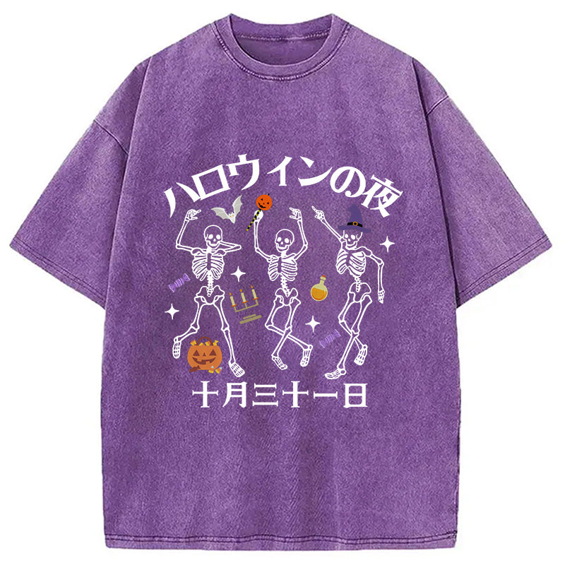 Happy Halloween Japanese Washed T-Shirt