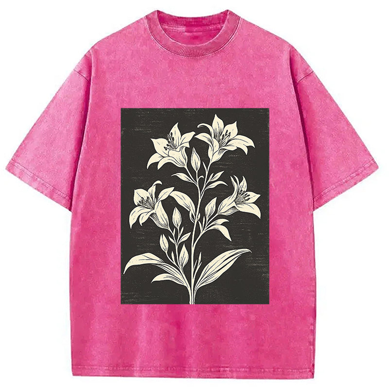 Botanical Woodcut Wildflower Washed T-Shirt