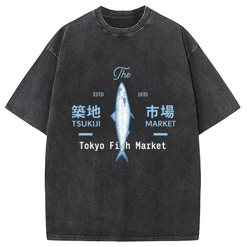 Tsukiji Tokyo Fish Market Vintage Washed T-Shirt