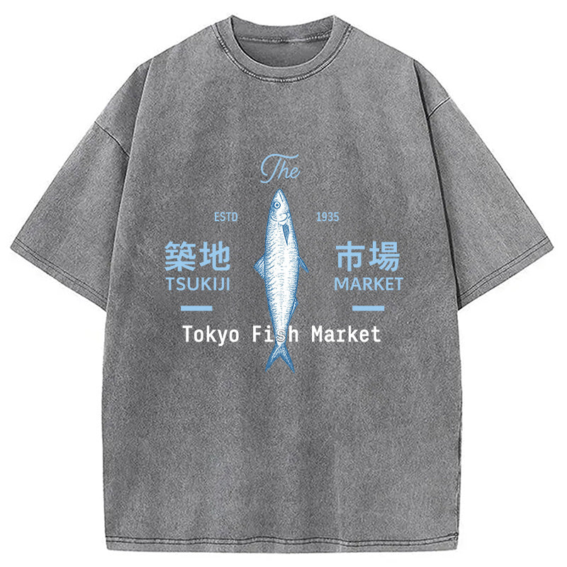 Tsukiji Tokyo Fish Market Vintage Washed T-Shirt