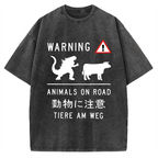 Animal On Road Vintage Washed T-shirt