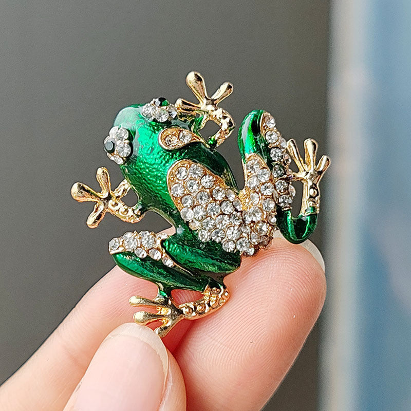 Stylish & Versatile Diamond Frog Pin