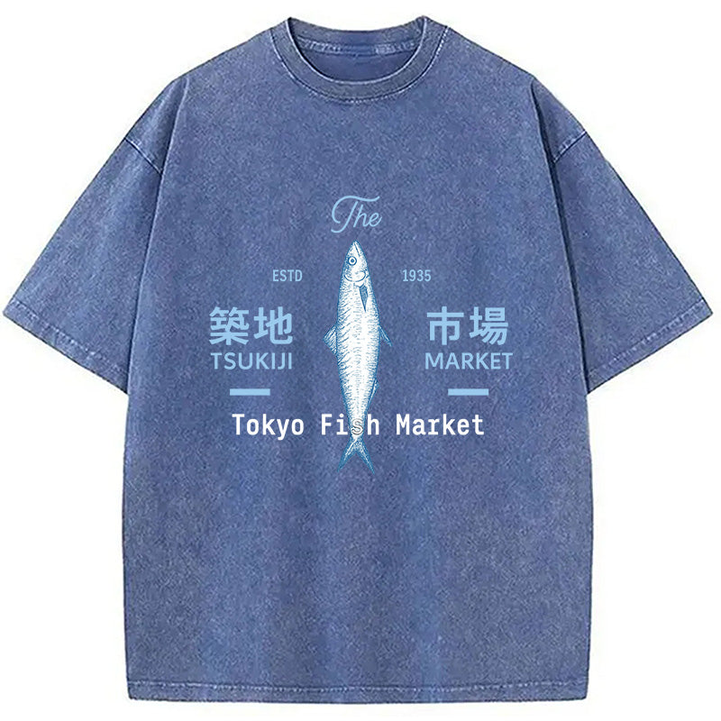 Tsukiji Tokyo Fish Market Vintage Washed T-Shirt