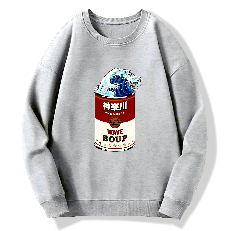 Kanagawa Retro Cotton Pullover Sweatshirt
