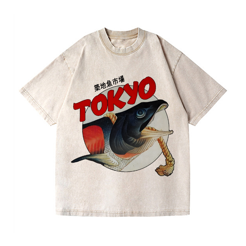 Tsukiji Fish Market Vintage Wash Japanese Design T-Shirt