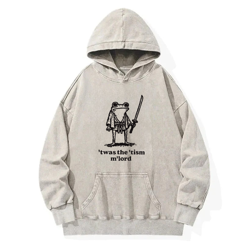 Focused Samurai Frog Washed Hoodie
