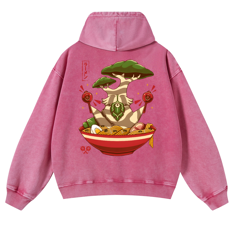 Bonsai Ramen Vintage Washed Cotton Back Art Hoodie
