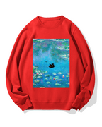 Monet Water Lily Cat Cotton Sweatshirt