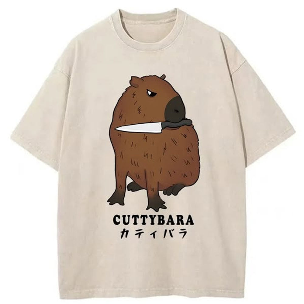 Cuttybara Funny Washed T-Shirt