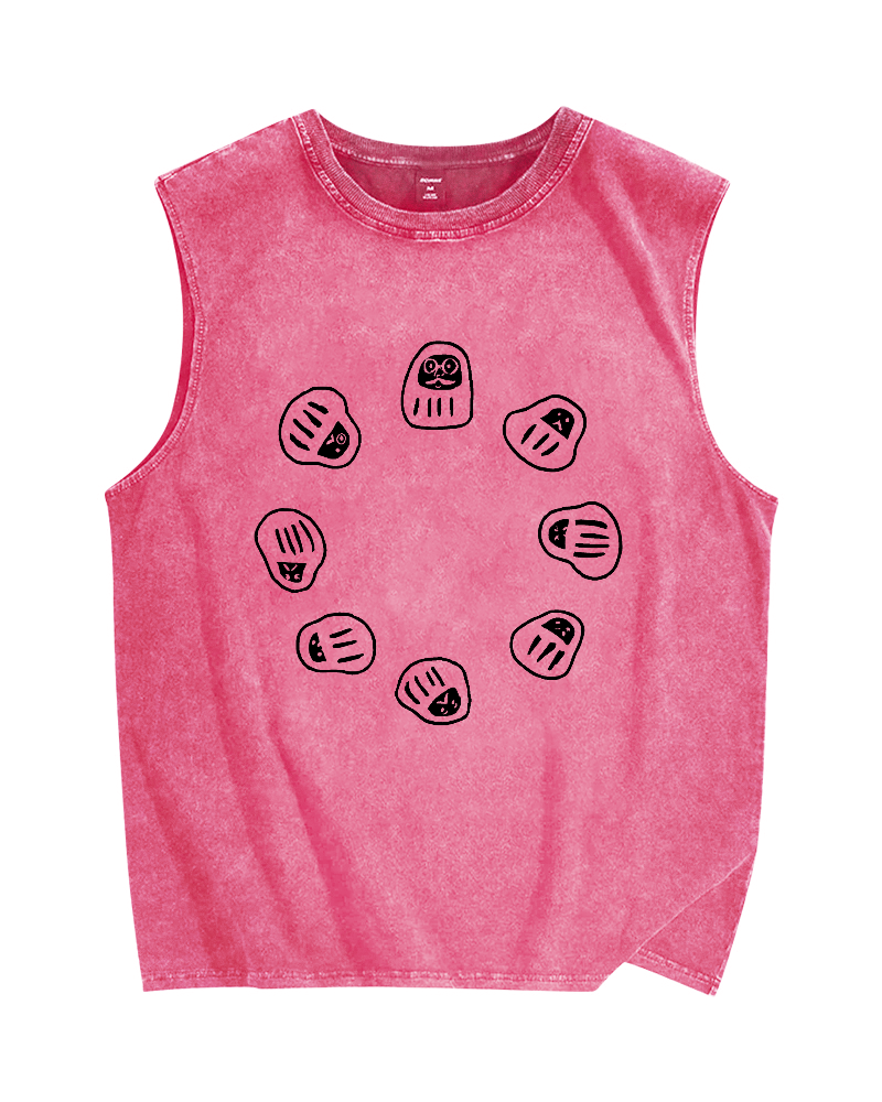 Japan Small Daruma Vintage Distressed Washed Tank Top
