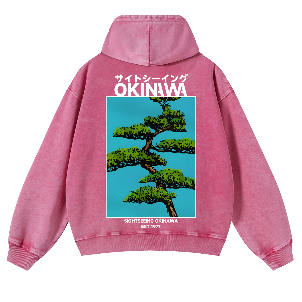 Okinawa Vintage Washed Cotton Back Art Hoodie