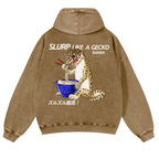 Gecko Vintage Washed Cotton Back Art Hoodie