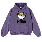 Puffer Fish Vintage Washed Thick Cotton Hoodie