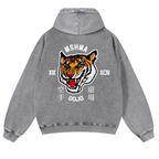 Mshma Dojo Tiger Vintage Washed Cotton Back Art Hoodie