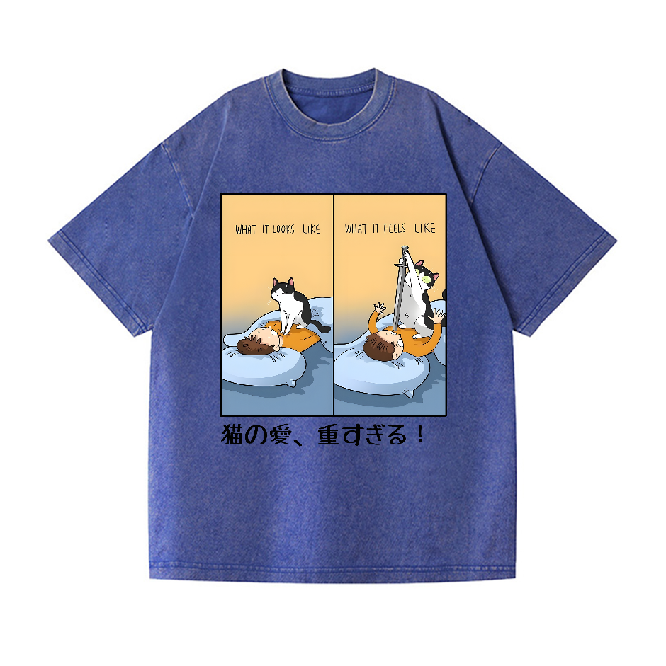 Cat Love Vintage Wash Japanese Design T-Shirt