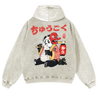 Panda Vintage Washed Cotton Back Art Hoodie