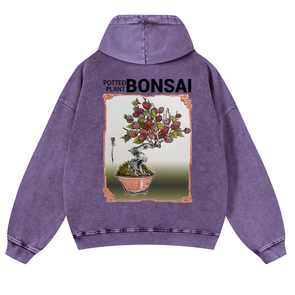 Bonsai Vintage Washed Cotton Back Art Hoodie