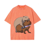 Capybaras and the Mysterious Sword Vintage Wash Japanese Design T-Shirt