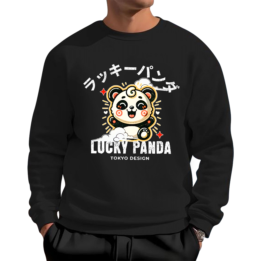 Lucky Panda Cotton Pullover Sweatshirt