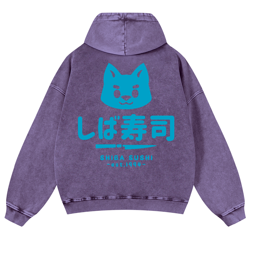 Shiba Sushi Vintage Washed Cotton Back Art Hoodie