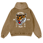 Mshma Dojo Tiger Vintage Washed Cotton Back Art Hoodie