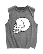 Cat Fish & Skull Vintage Distressed Washed Tank Top