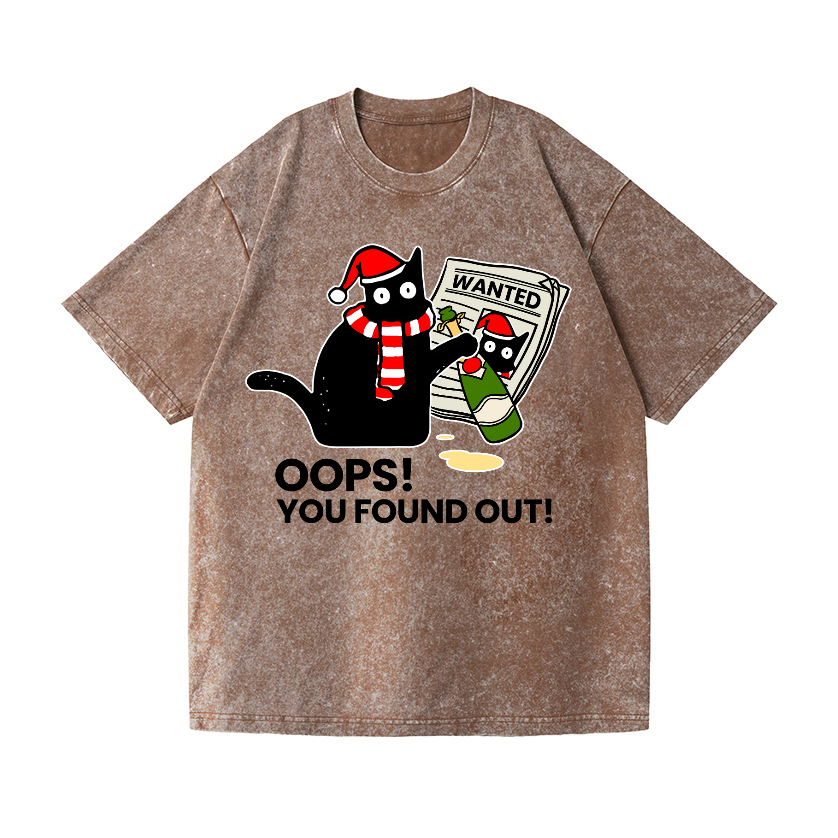 Cat Oops! You Found Out! Vintage Wash Japanese Design T-Shirt
