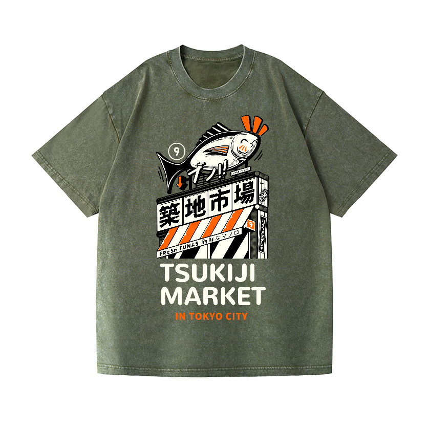 Tsukiji Market Vintage Wash Japanese Design T-Shirt