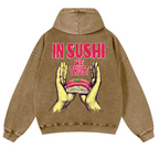 In Sushi We Trust Vintage Washed Cotton Back Art Hoodie