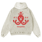 Octopus Vintage Washed Cotton Back Art Hoodie