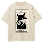 Tarot Card Black Cat Washed T-Shirt