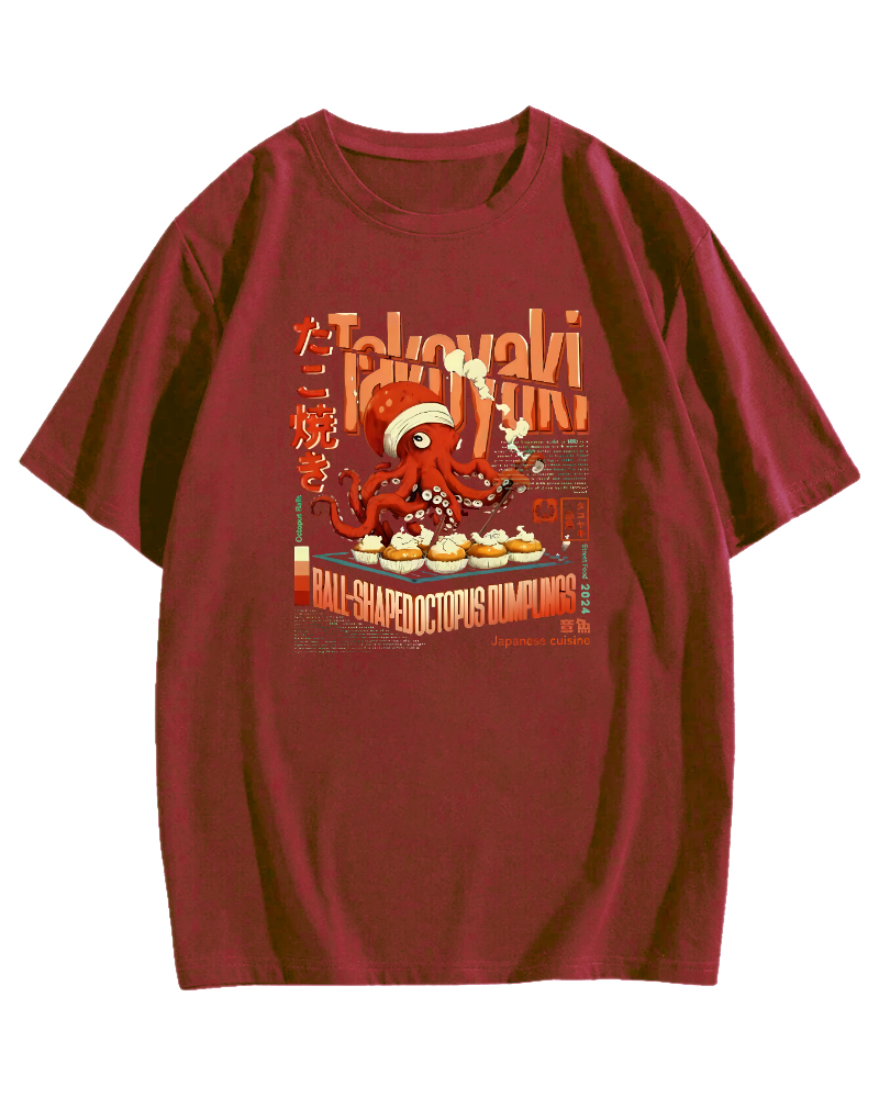 Amare Box Octopus BBQ Japanese style Cotton casual T-shirt