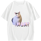 Huh Meme Cat Cotton casual T-shirt