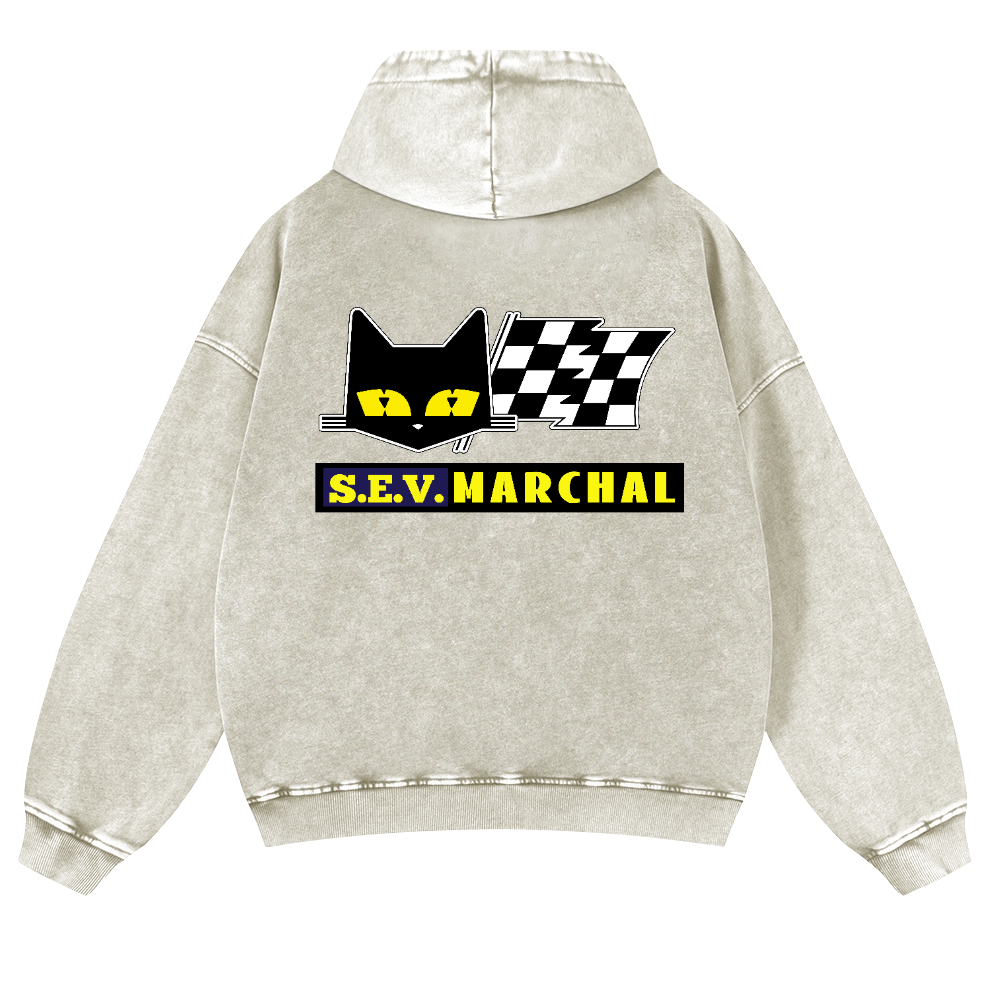 S.E.V Marchal Vintage Washed Cotton Back Art Hoodie