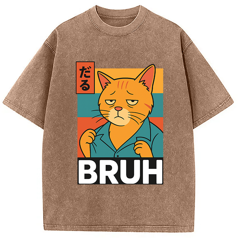 Funny Cat Bruh Meme Washed T-Shirt