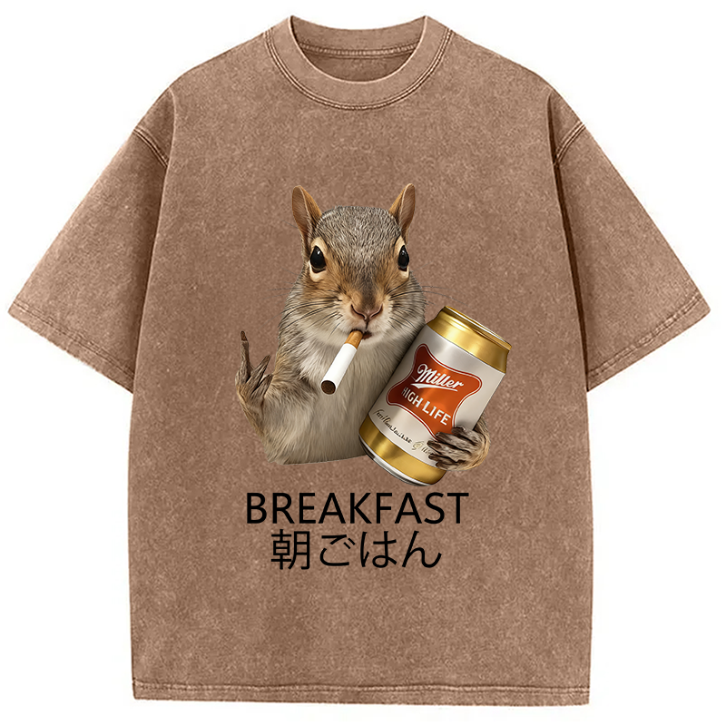 Funny Breakfast Washed T-Shirt