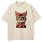 Kerchief Cat Washed T-Shirt