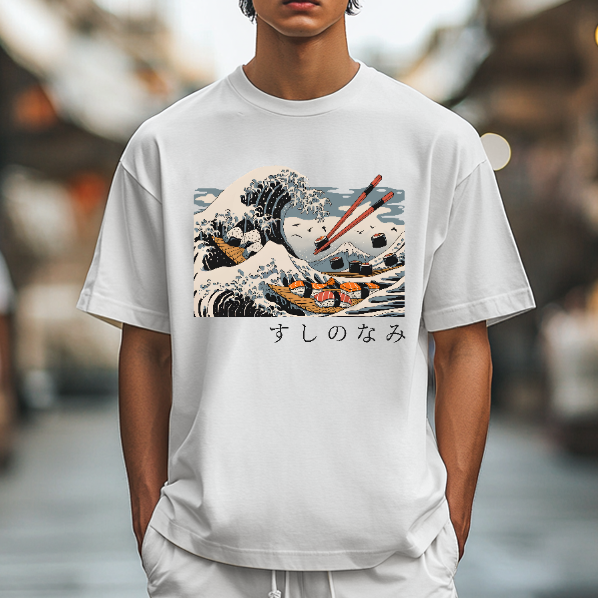 Sushi Great Wave Ukiyoe Japanese Style Classic Tee