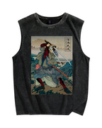 Japanese Ukiyo-e Miyamoto Musashi Vintage Distressed Washed Tank Top