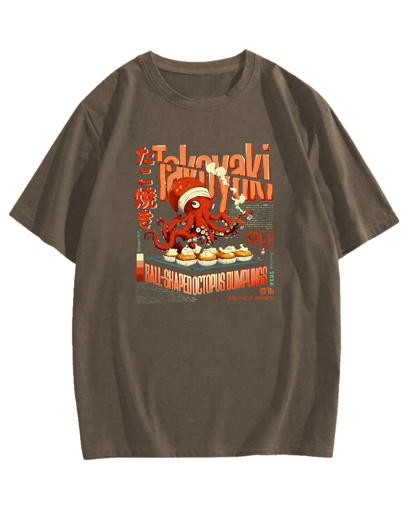 Amare Box Octopus BBQ Japanese style Cotton casual T-shirt