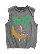 Chill out Skeleton Vintage Distressed Washed Tank Top