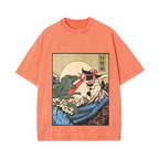 Cat Vintage Wash Japanese Design T-Shirt