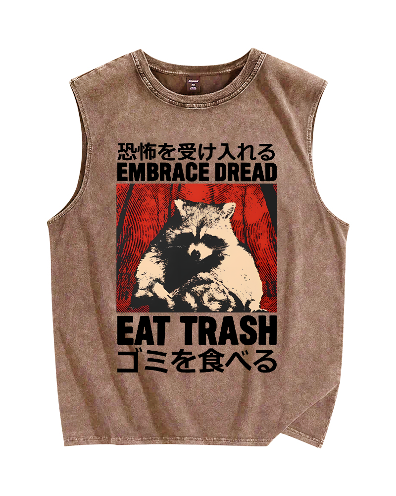 Raccoons Foraging For Food Vintage Distressed Washed Tank Top