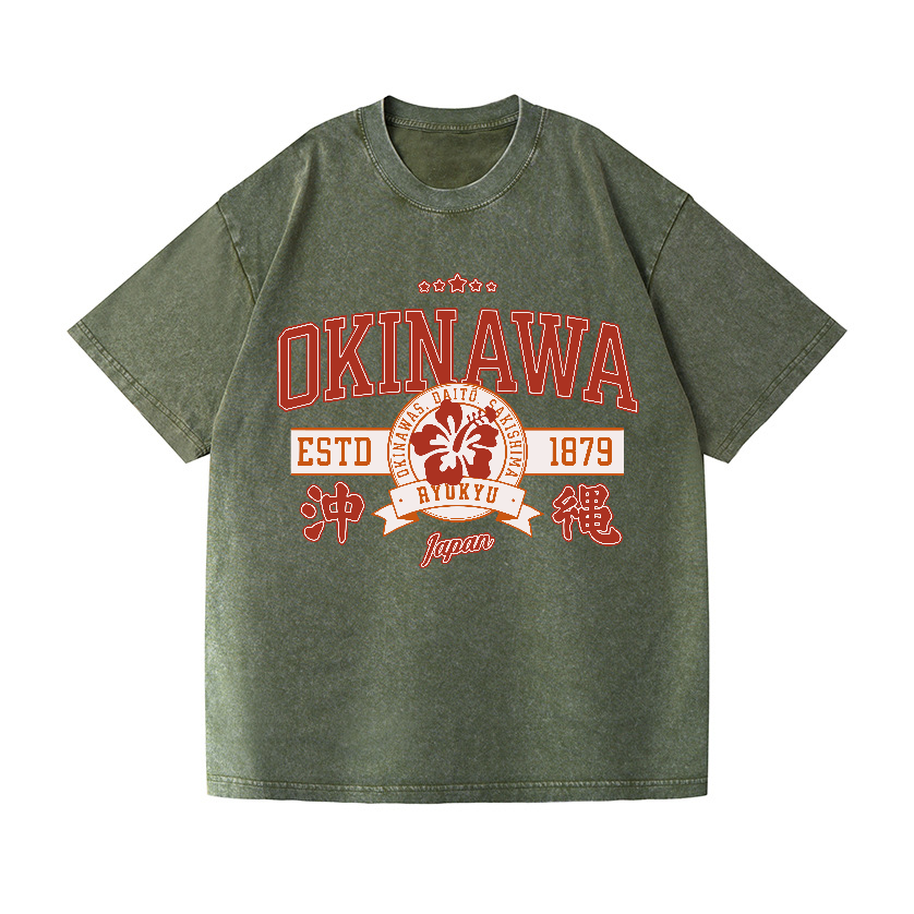 Okinawa Daito Sakishima Ryukyu Vintage Wash Japanese Design T-Shirt