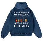 Guitars Vintage Washed Cotton Back Art Hoodie