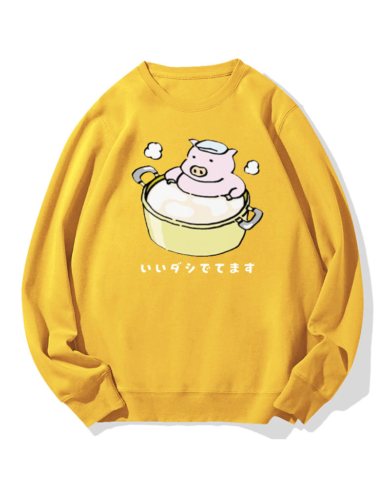 Piggy Onsen Cotton Sweatshirt